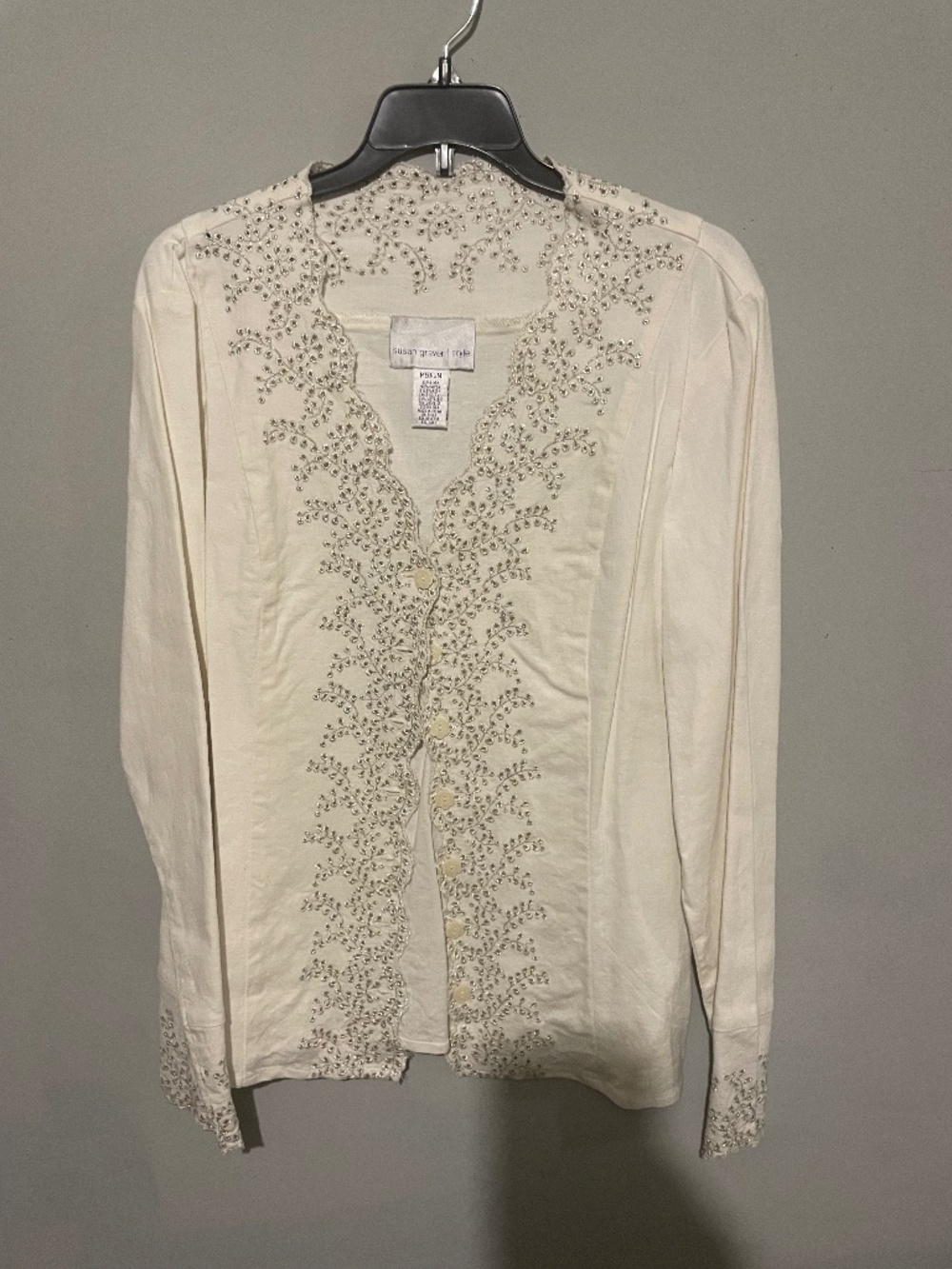 Susan Graver ivory women’s size medium embroidered sweater